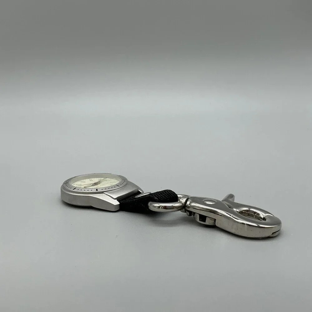 Comporium Key Ring Watch Mens 37mm Silver Tone Luminous Indexes New Battery